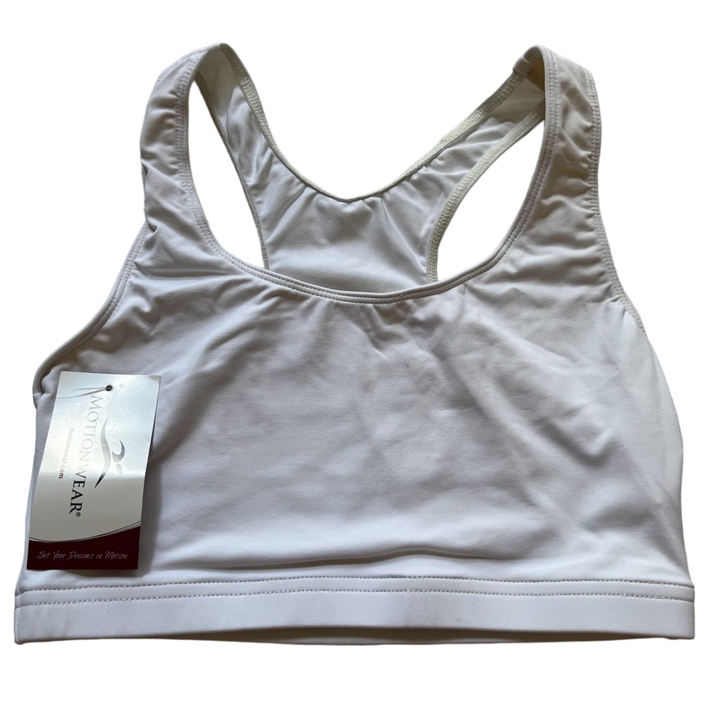 Motionwear Racerback Crop Top Adult Large Sport Bra White New